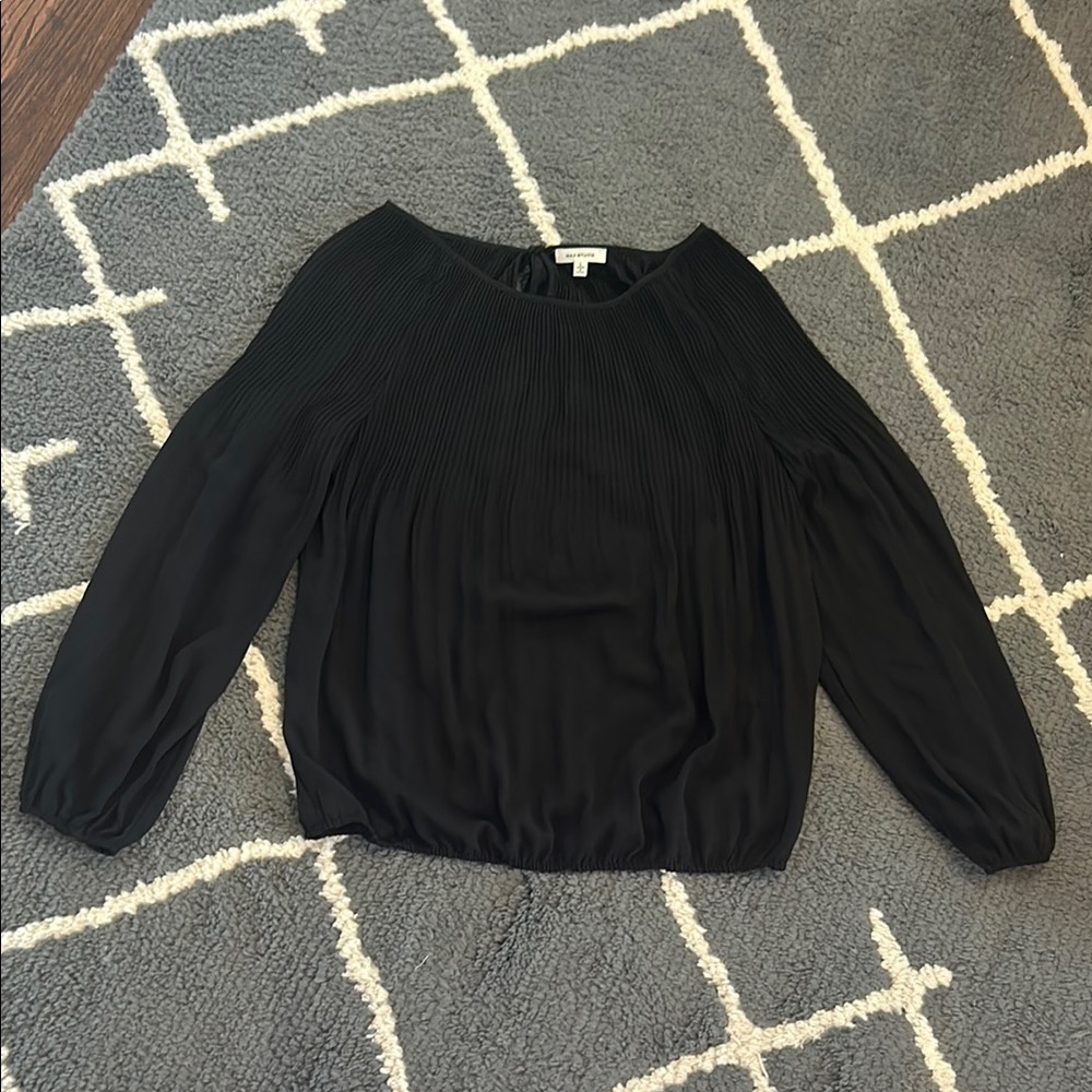 Max Studio Black Pleated Blouse